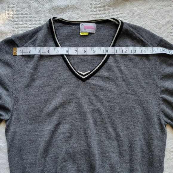 J.Lindeberg Grey V- Neck wool Long-sleeved Sweater - Picture 11 of 13